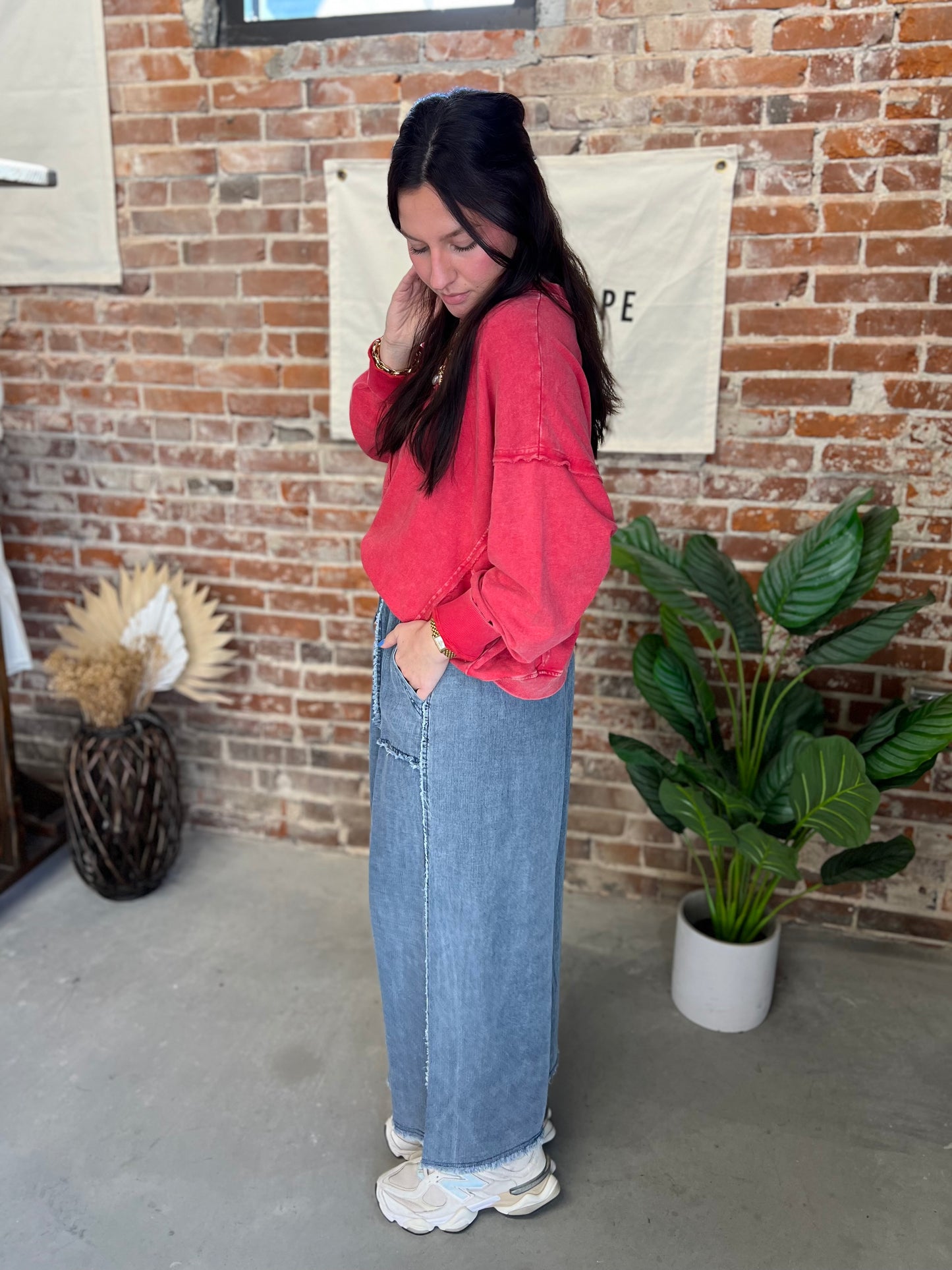 Nova Wide Leg Chambray Pants