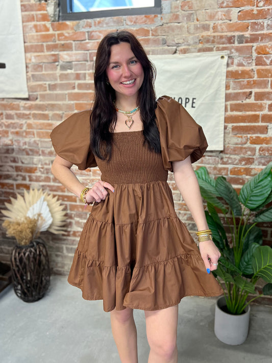 Cora Mini Dress - Brown