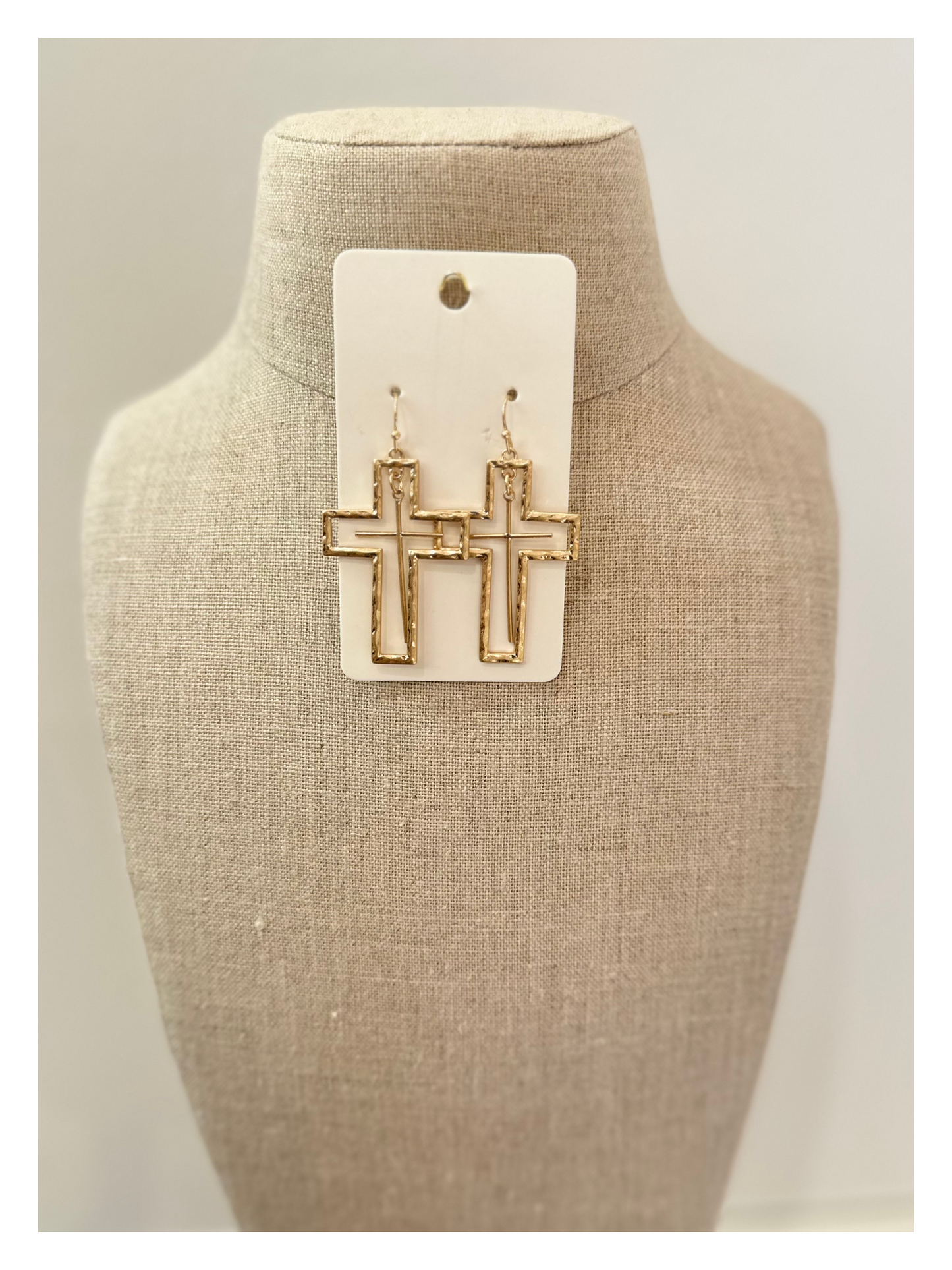Two Cross Earrings - Gold