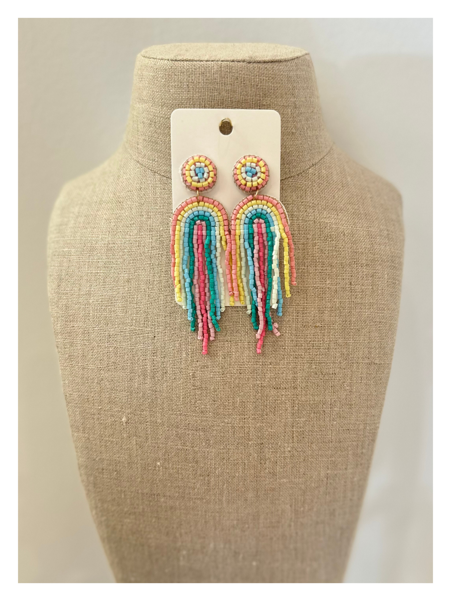 Rainbow Bead Earrings - Pastel