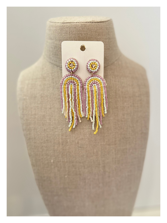 Rainbow Bead Earrings - Purple