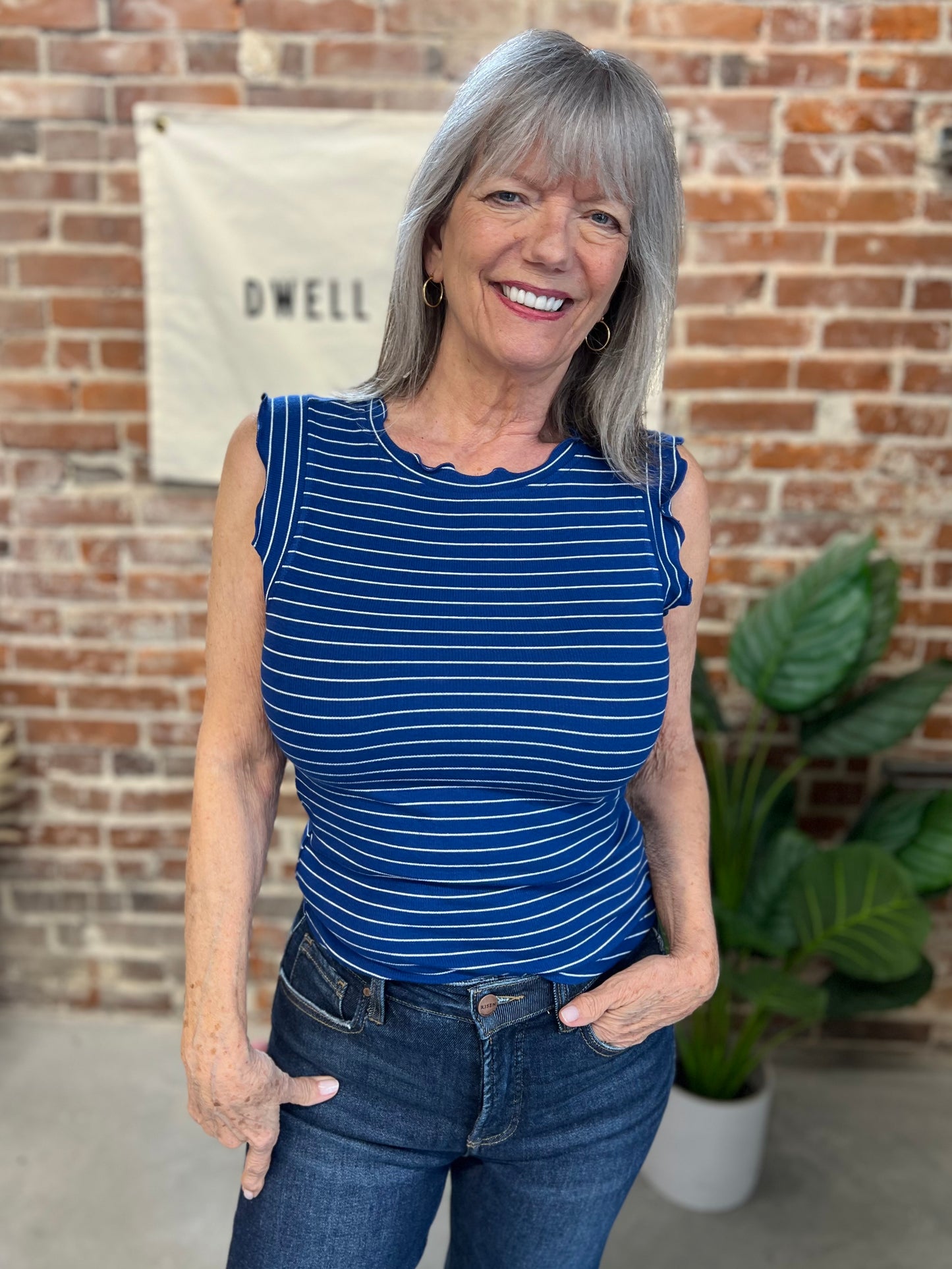 Eleanor Striped Tank - Navy