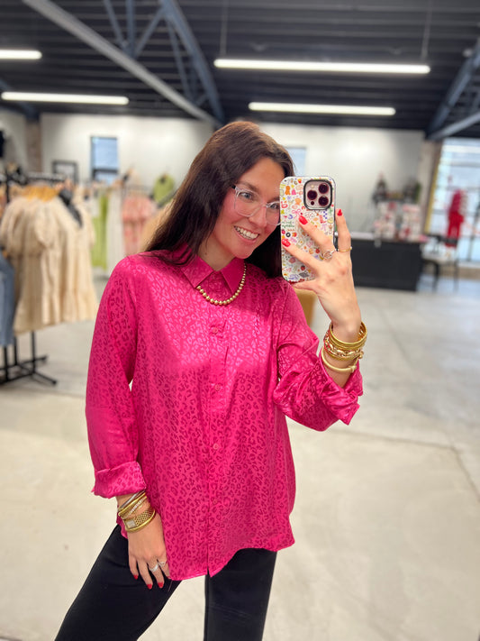 Pink Lady Button Up Blouse  **DOORBUSTER**