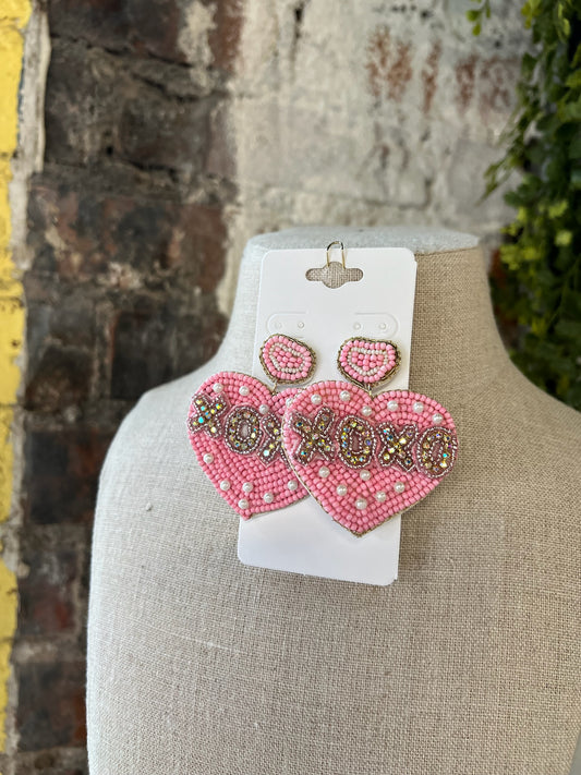 XOXO Beaded Earrings - Pink